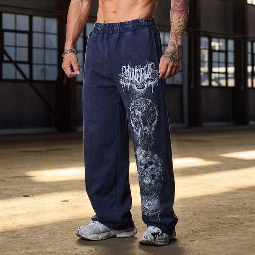 Oversized Gorilla Print Men Sweatpants Heavyweight Baggy