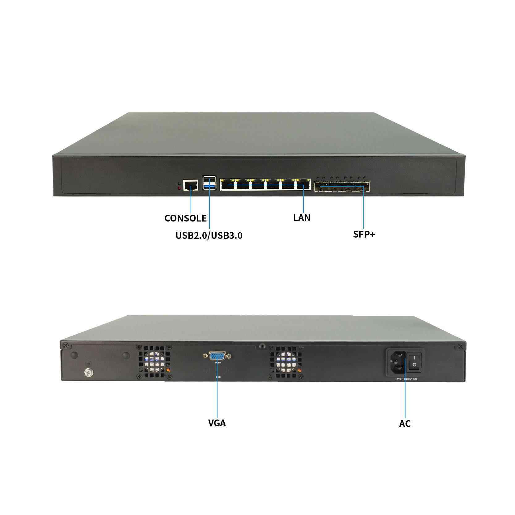 C3758处理器C3958CPU软路由1U工控机6网口4个万兆SFP+光服务器