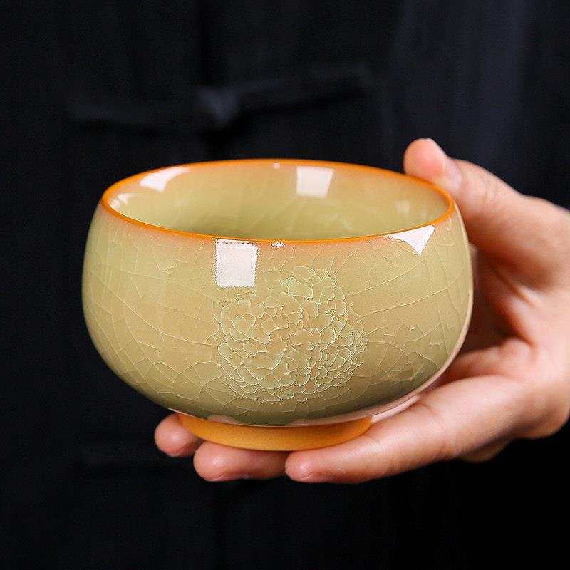新款冰裂纹茶杯主人杯单杯子开片高档禅定杯陶瓷功夫茶具茶盏送礼