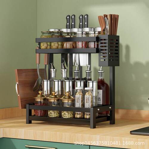厨房置物架台式家用调味料用品大全刀架挂架多功能厨房收纳架E18