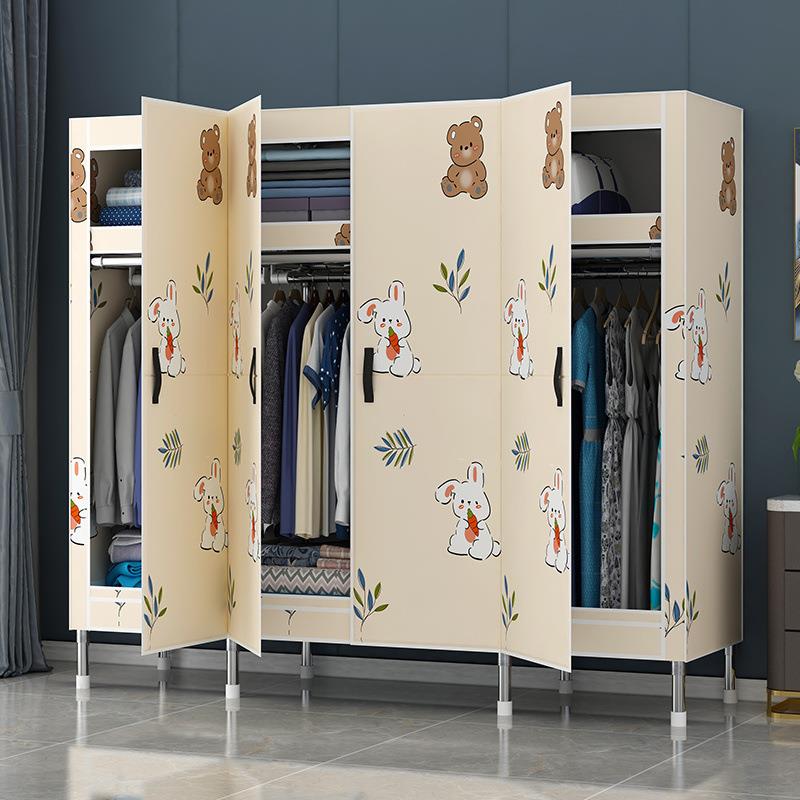 钢架简易衣柜家用收室磁门衣卧柜吸宿舍GAW出租房多层落地衣橱纳