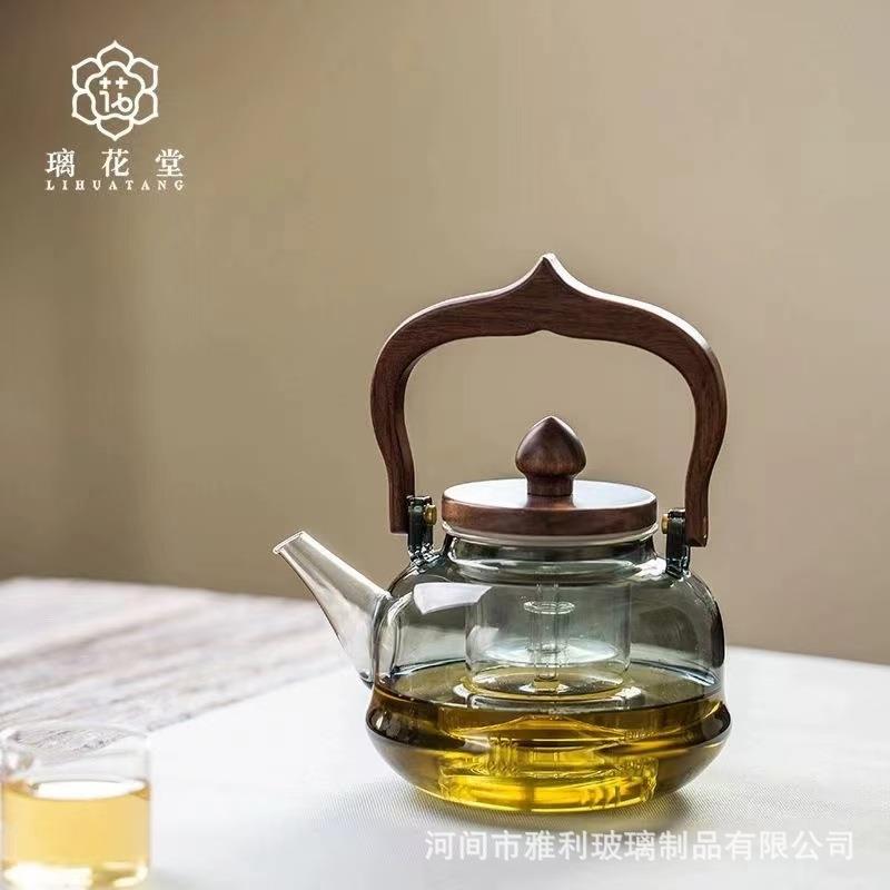 新款耐高温玻璃提梁壶泡茶壶明火加热电陶炉烧水壶耐热玻璃蒸煮壶