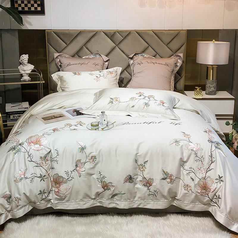 正品新白中国风100支澳大利亚纯棉床床单一套套四张中国式花绣花