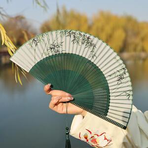 新款扇子古风夏天便携折扇中国风汉服舞蹈工艺扇女复古小扇子定