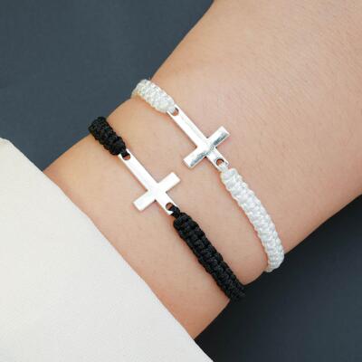 2-piece set of minimalist woven cross bracelet十字架手镯