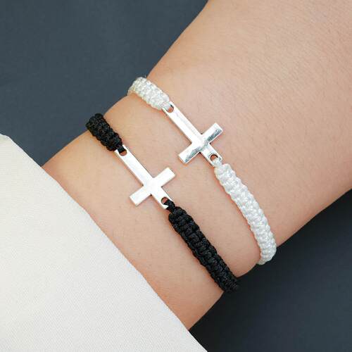 2-piece set of minimalist woven cross bracelet十字架手镯