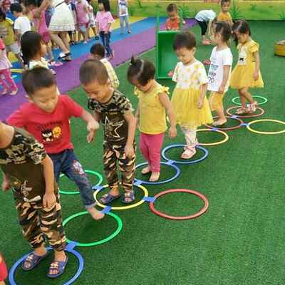 Children Brain Games Hopscotch Jump Circle Rings Set Kids Se