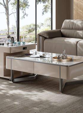 FCV岩板茶几客厅家用现代简约小型户移泡动小可茶台烧水壶一体茶