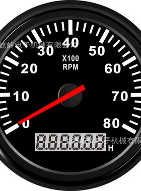 85mm针脚安装汽车货车轮船游艇改装发动机转速表0-8000RPM表