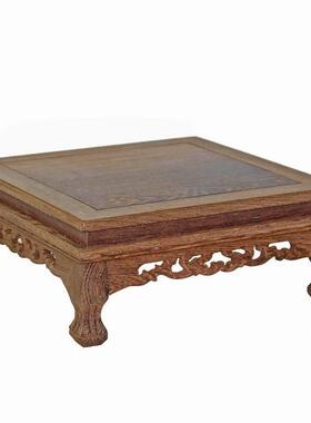 实木正方形摆件底座鸡翅木无线虎脚木质底托奇玉石花盆景木托