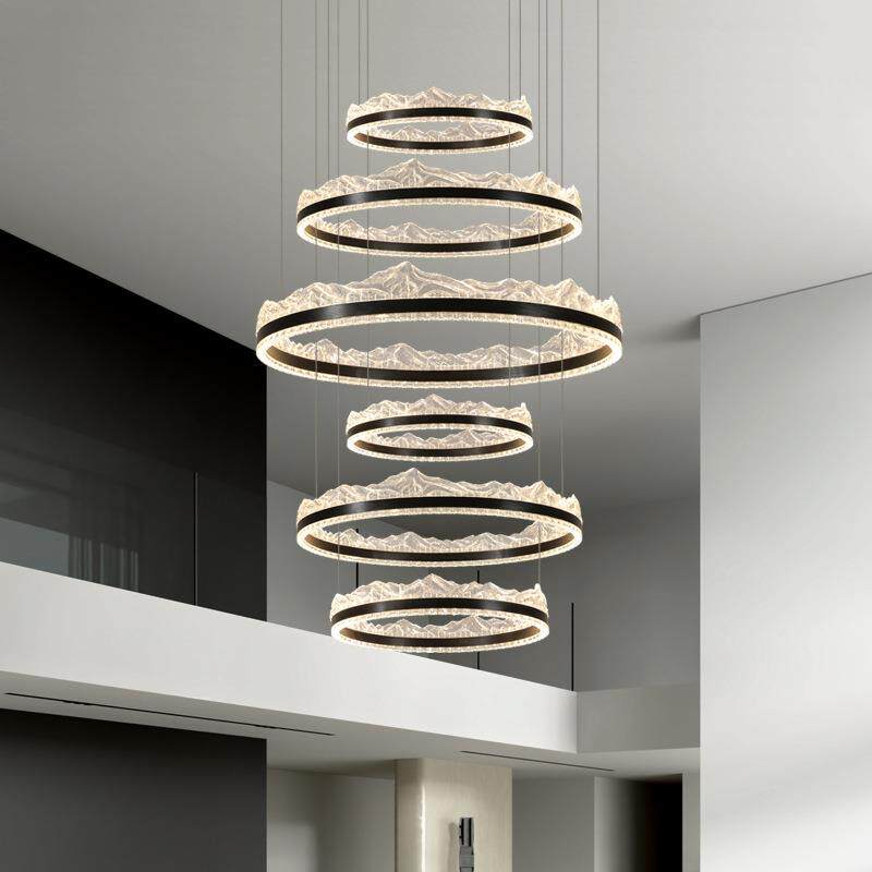 高端大气别墅客厅大吊灯高级感挑空复式楼大灯农村自建房大厅主灯