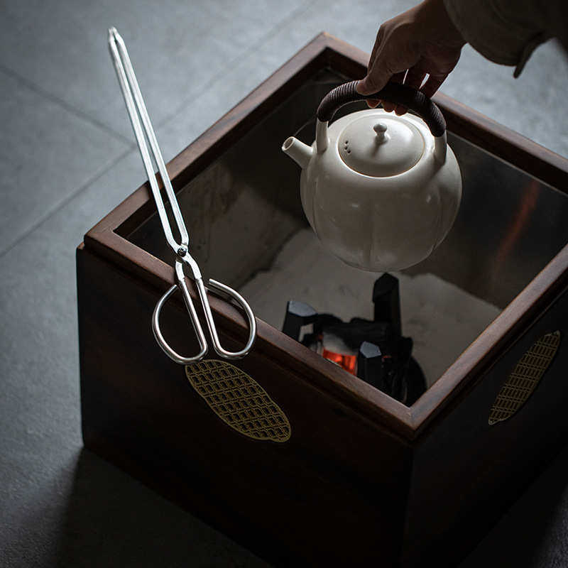 弥言 日式胡桃木火钵炭炉箱煮茶炉茶道配件取暖烤火箱炉茶室用具