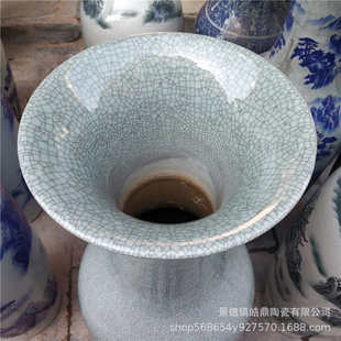 景德镇陶瓷工艺品仿古开片裂纹釉落地花瓶清明上河图家居酒店摆件