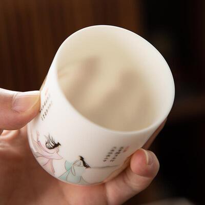 德化陶瓷【茶杯】仙侣齐岩160ml/羊脂玉瓷/堆金素烧/品茗杯主人杯