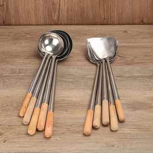 鹰咀牌锅铲厨师专用炒铲粤菜八两勺10两炒菜手勺木柄炒勺厨房炒壳