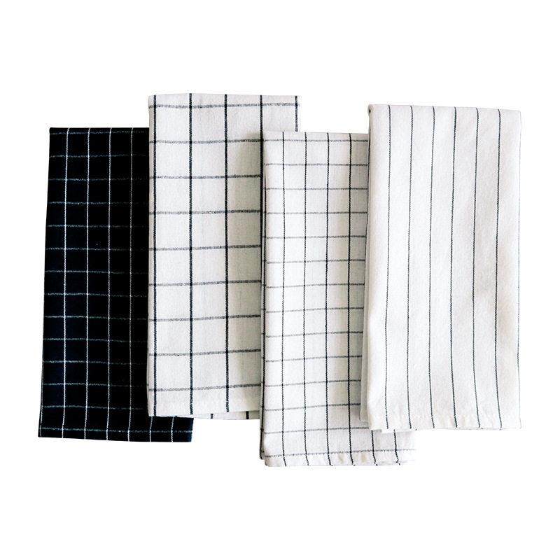 8条装 Cotton black kitchen towels纯棉洗碗抹布厨房擦盘黑格子