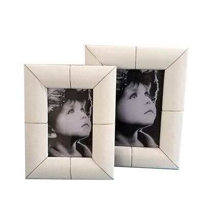 源头厂家 6寸 7寸黑色编织纹皮革相框样板间卧室摆件金属画框摆台