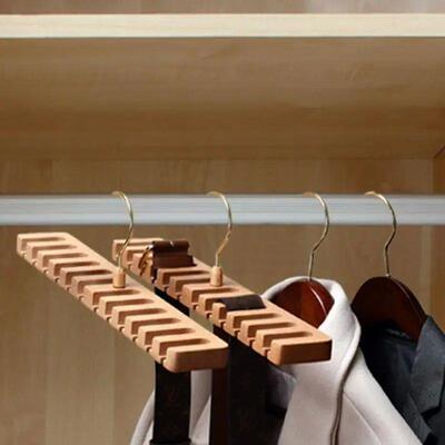 Beech Wooden Belt Hanger Wardrobe Rotating Organizer Rack Sc