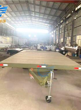 重型牵引平板拖车四轮转向移动蓝色挂车工厂搬运车仓储物流周转车