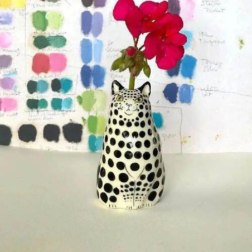 Bud Vase Multicolor Polka Dot Cat Vase Cute Small Caliber