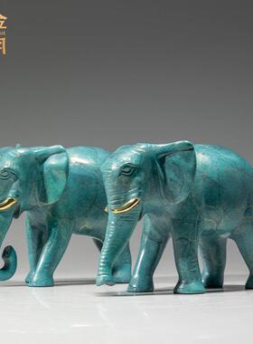 铜金岁月富贵吉祥黄铜大象摆件客厅餐厅角柜样板房大象铜器铜摆件