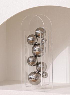 现代客厅电视酒柜艺术装饰品压克力金属圆球办公书柜桌面玄关摆件