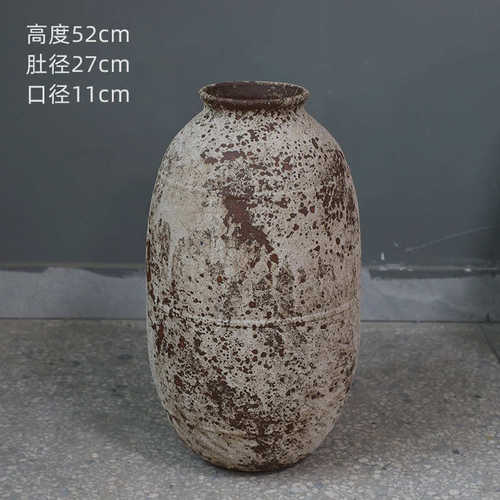 民陶瓷花瓶家居中式风复古新陶罐宿侘花盆干花寂摆件插器阳台陶粗