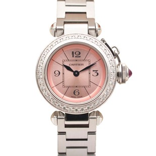 9.8新 粉盘 卡地亚帕莎27mm后镶钻石英手表女表