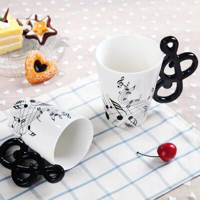 240ml Creative Music Ceramic Mug Guitar Violin Style Cute Co