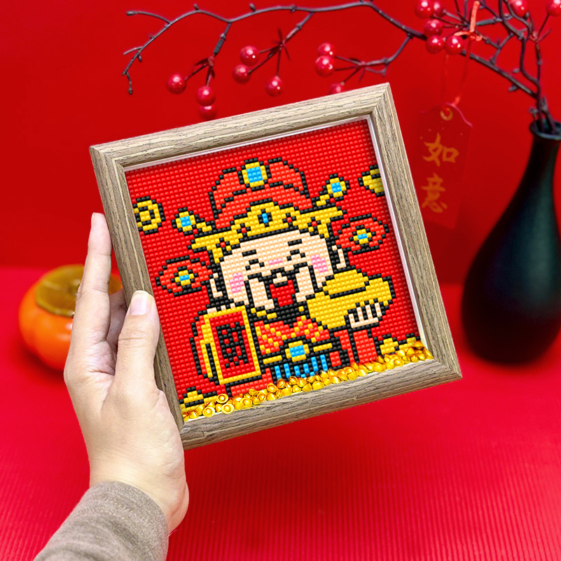 仙境2025新款钻石画点钻财神爷十字绣满钻财源广进带框砖石画diy