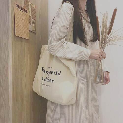 现货日系慵懒风拉链包包帆布文艺大容量简约单肩韩风女学生手提袋