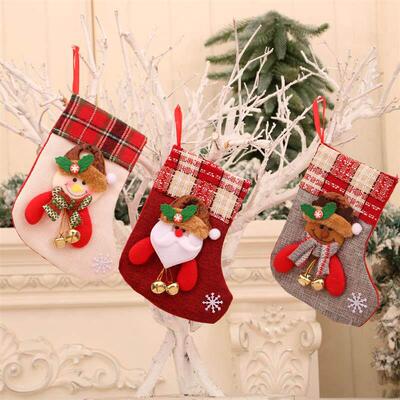 Christmas Stocking with Jingle Bell, Holiday Gift Bag Decor