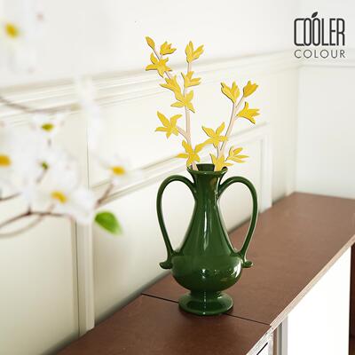 CoolerColour复古绿陶瓷花瓶花器干花水培插花家居艺术摆件ins同