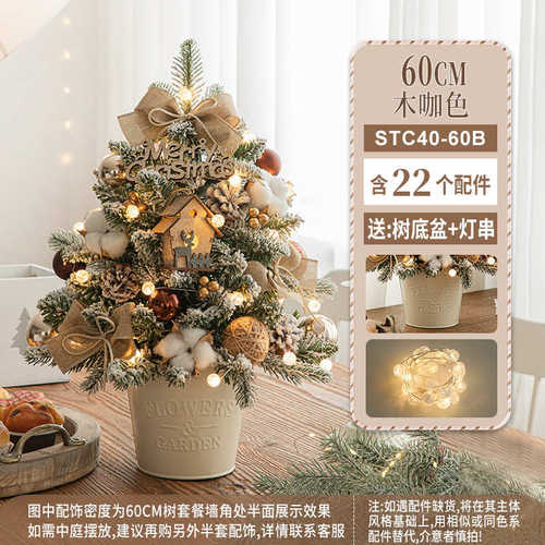 diy加密圣诞树新款迷你摆件铁桶桌面饰豪华材料pe圣诞树包装