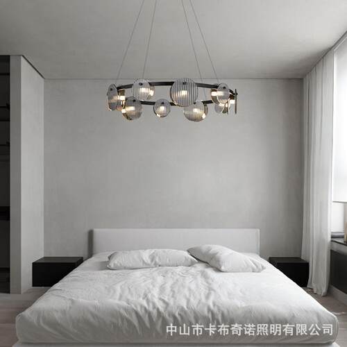 意式极简 客厅吊灯现代简约创意玻璃设计师高端北欧圆环餐厅灯