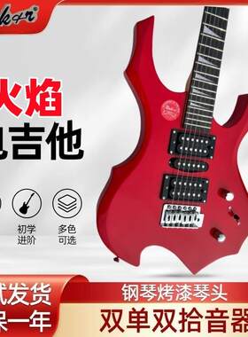 厂家异形火焰电吉他双摇电吉他初学者通用摇滚电吉他专业级入