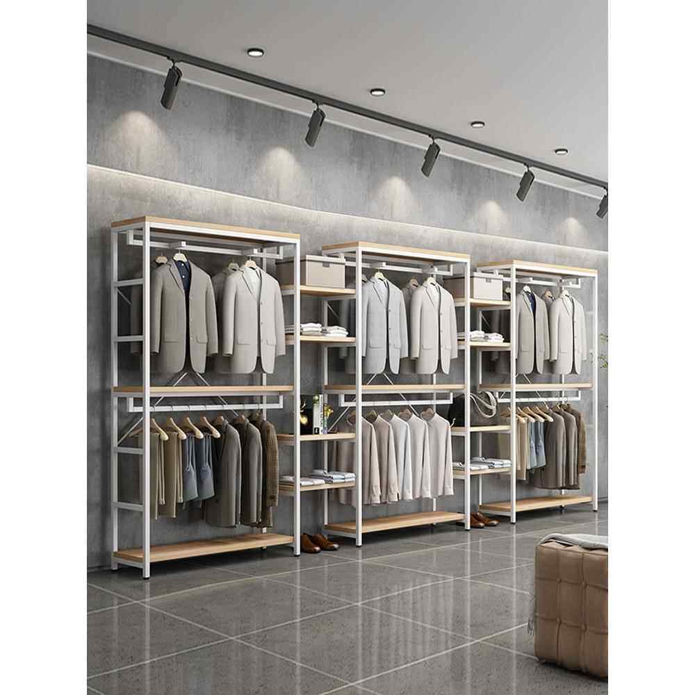 服装商店陈列架男女童落地式衣架双层衣架商店专用服装陈列架组合