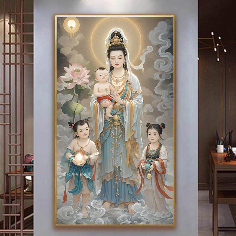 超画算送子观音画像5d钻石画观音图新中式结缘贴钻十字绣2025新款