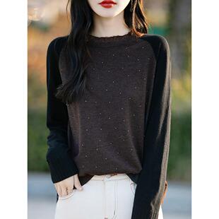 蕾丝打底衫2025新款今年流行爆款胖mm春秋大码毛衣遮肚子显瘦上衣