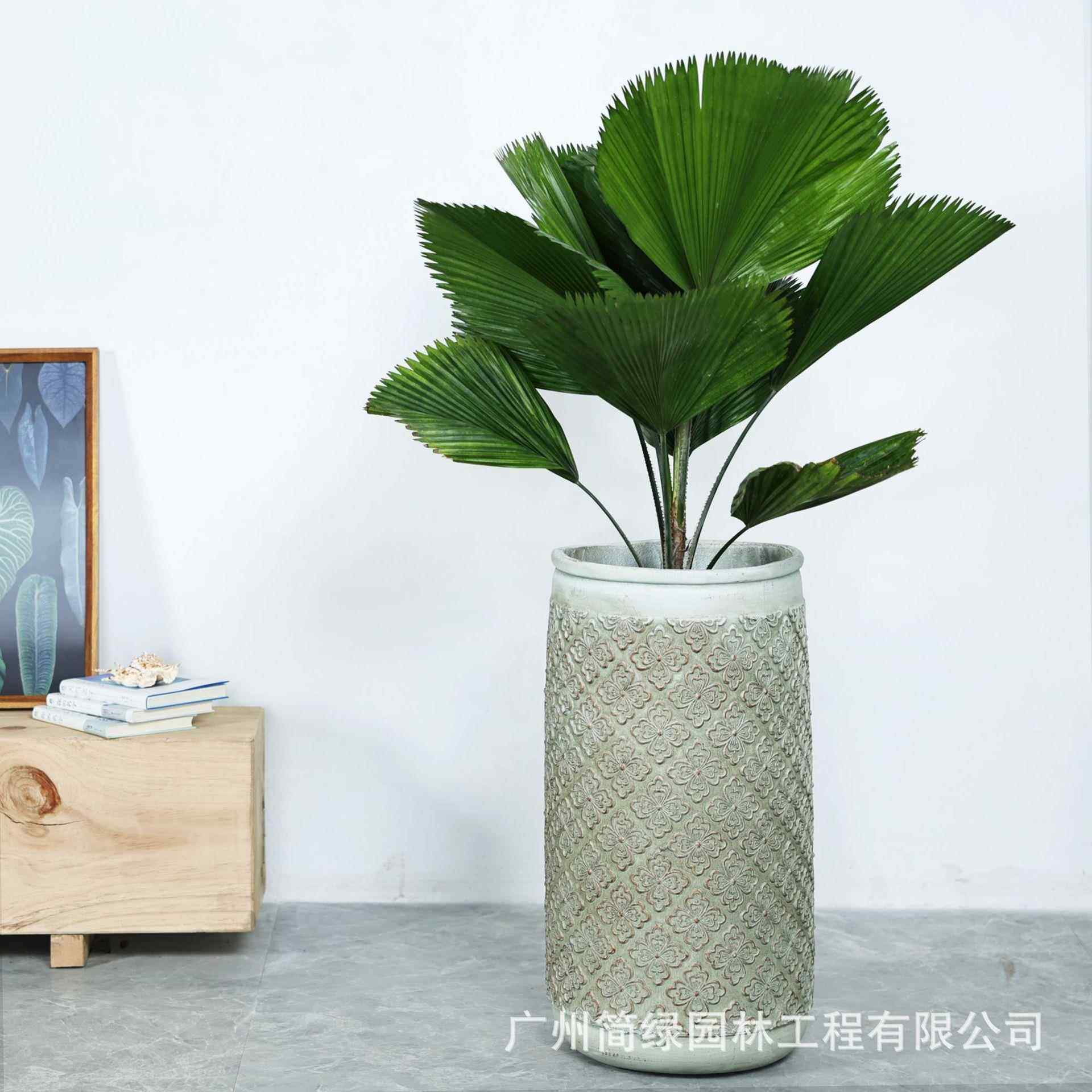 镁泥花盆复古艺术客厅商场室内外落地北欧特大型号绿植盆栽水泥盆