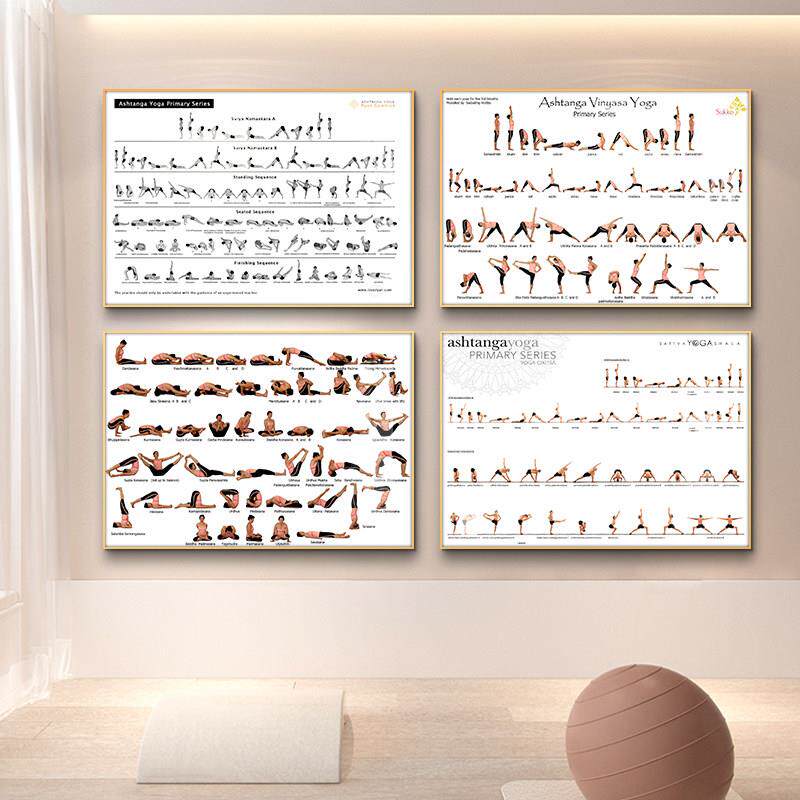 阿斯汤加体式图壁画瑜伽馆墙面装饰健身房美体私教挂画yoga装饰画