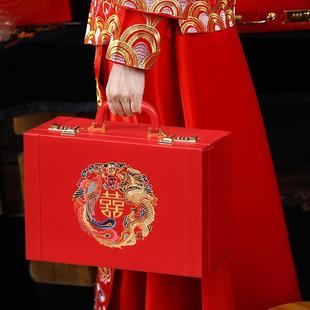 彩礼箱钱箱子结婚定亲提亲礼金箱陪嫁箱结婚箱红色箱子手提箱皮箱