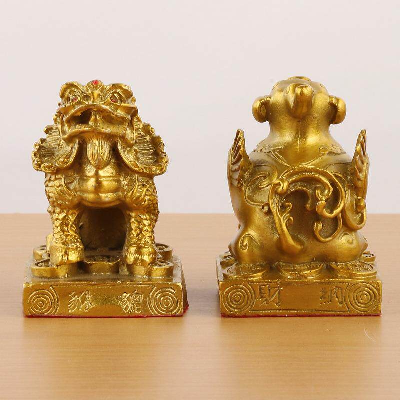 铜貅摆貔件黄单角双角方底貔貅一客厅玄铜关中式358对家居饰品