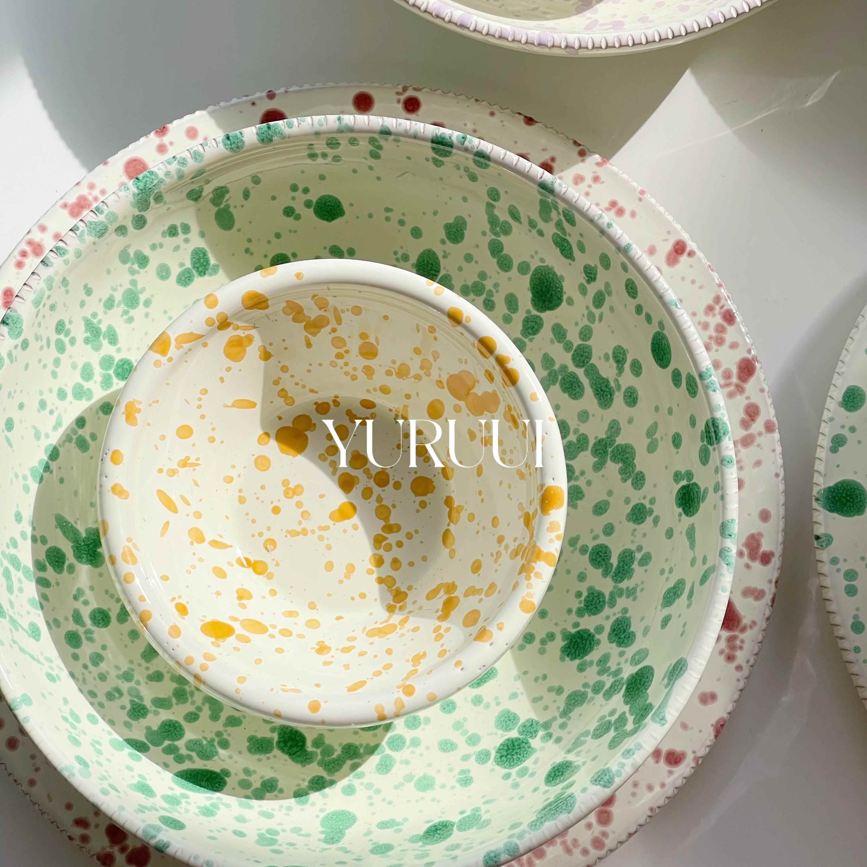 [YURUUI设计师]英国进口小众 彩色泼墨陶瓷家用餐盘意面碗酸奶碗