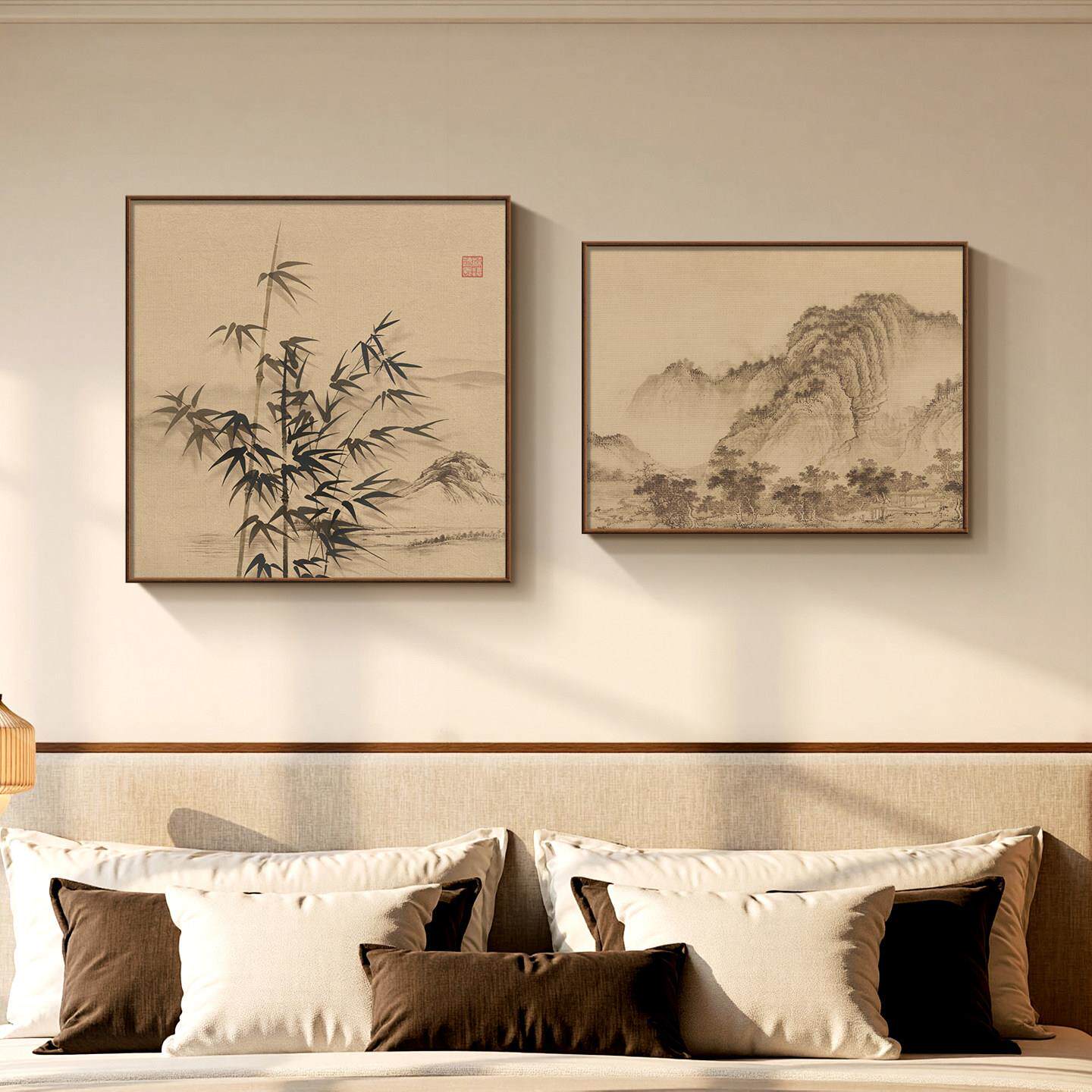 墨竹图宋代美学床头装饰画新中式卧室书房茶室背景墙面挂画国风画