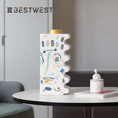 Best west 现代创意彩绘人脸陶瓷花瓶摆件 ins软装家居装饰品花器