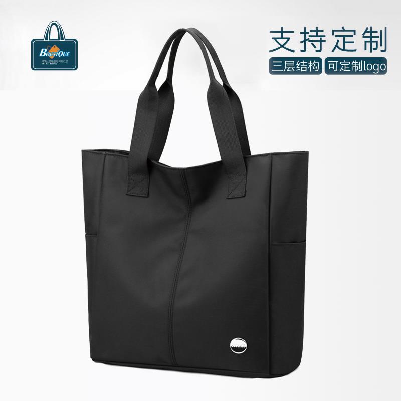 手提文件袋休闲商务包a4黑色托特包资料袋单肩会议拉链袋定制印花