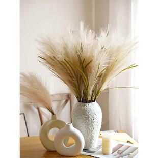 北欧INS网红花芦苇假花轻奢家居装饰餐桌花瓶摆件毛绒花蒲云