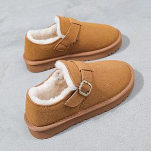 冬季 205年新款 雪地靴防水面 女加肯绒暖保一脚蹬棉2鞋 高档真皮勃鞋