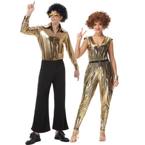 Halloween 1970s Retro Disco Golden Couple Club Singer
